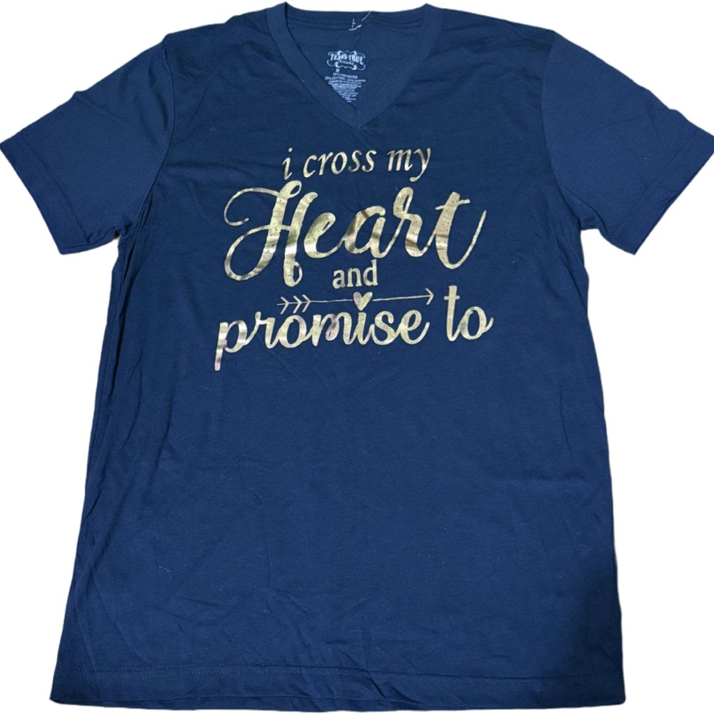 Navy Blue V-Neck Graphic Tee